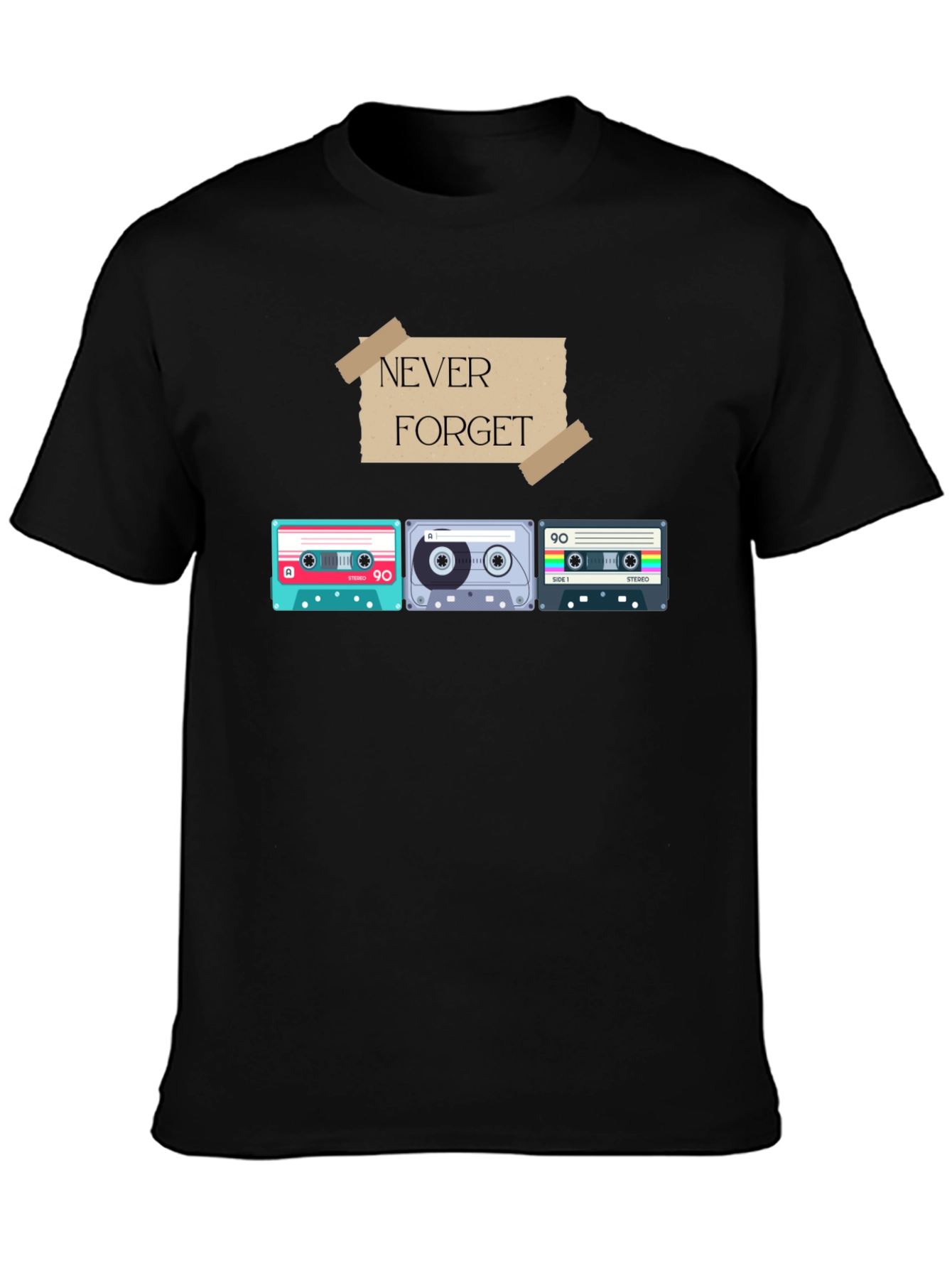 Retro Cassette Tape Graphic T-Shirt - Never Forget