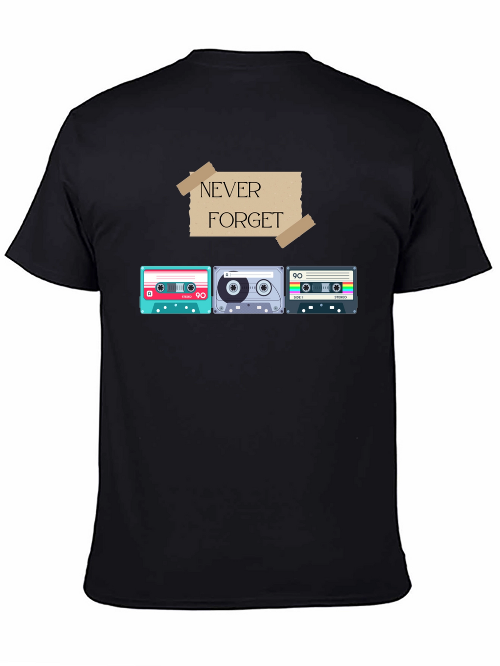 Retro Cassette Tape Graphic T-Shirt - Never Forget