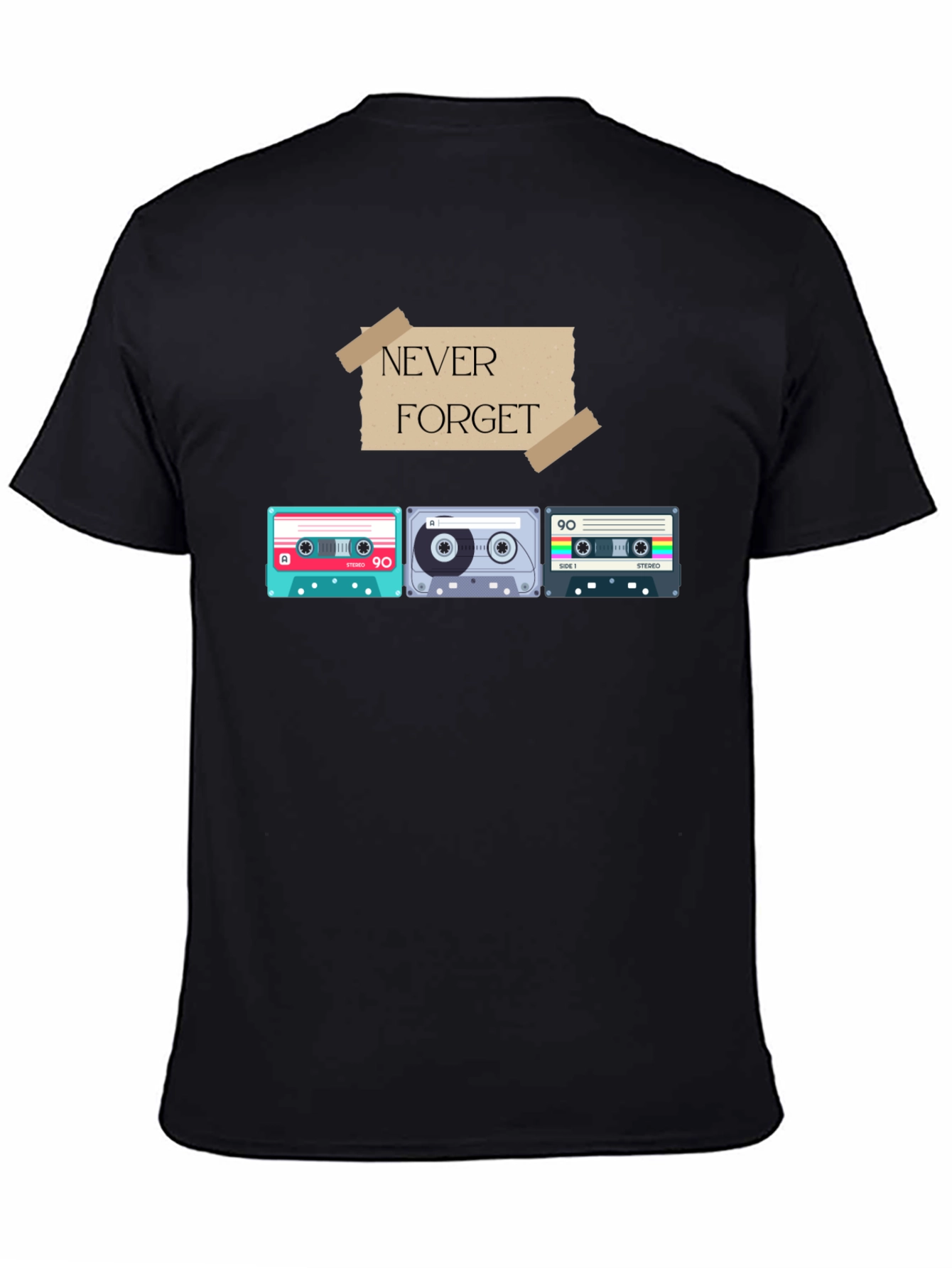 Retro Cassette Tape Graphic T-Shirt - Never Forget