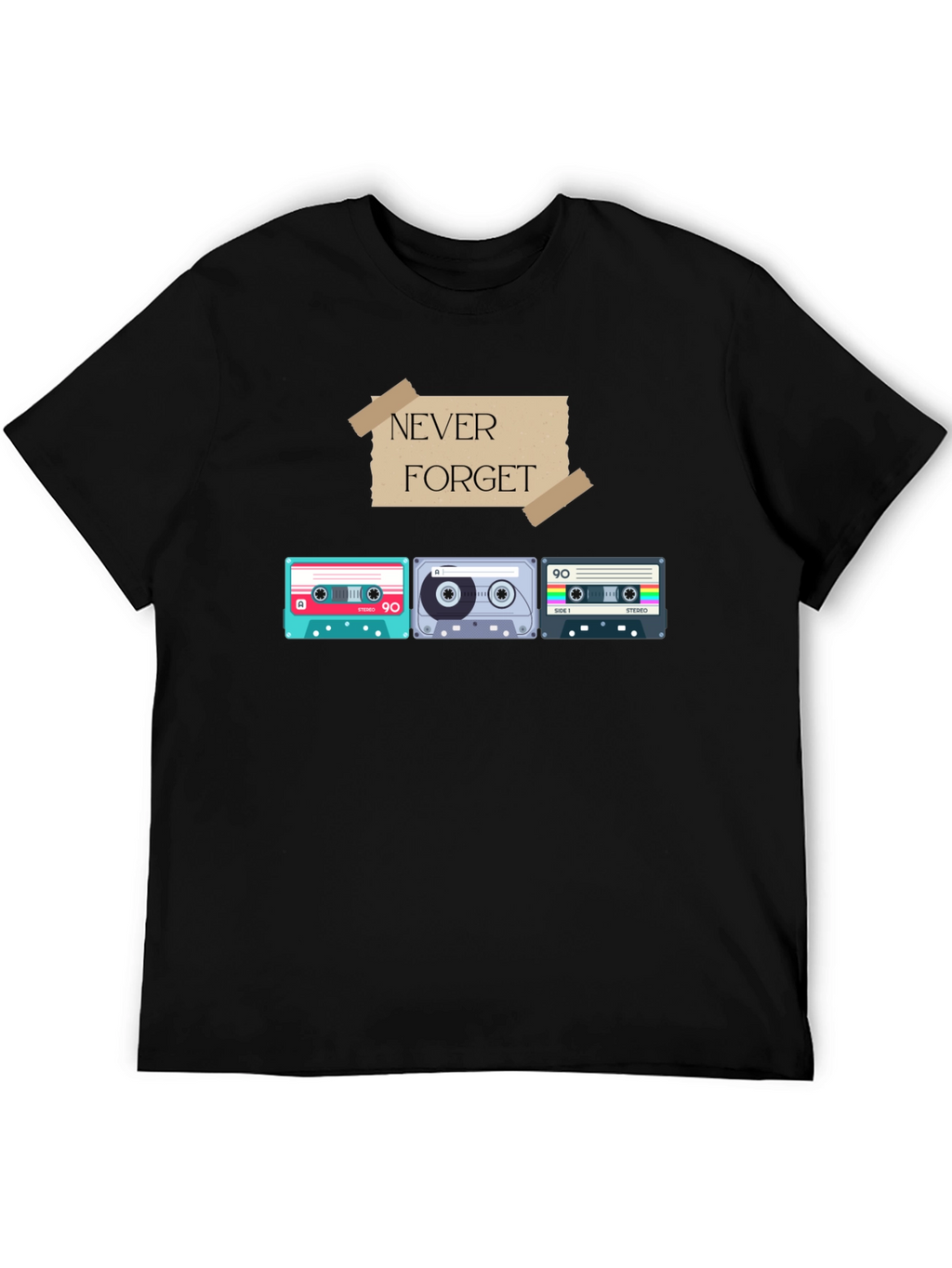 Retro Cassette Tape Graphic T-Shirt - Never Forget