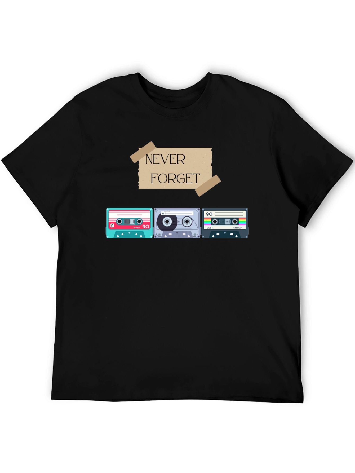 Retro Cassette Tape Graphic T-Shirt - Never Forget