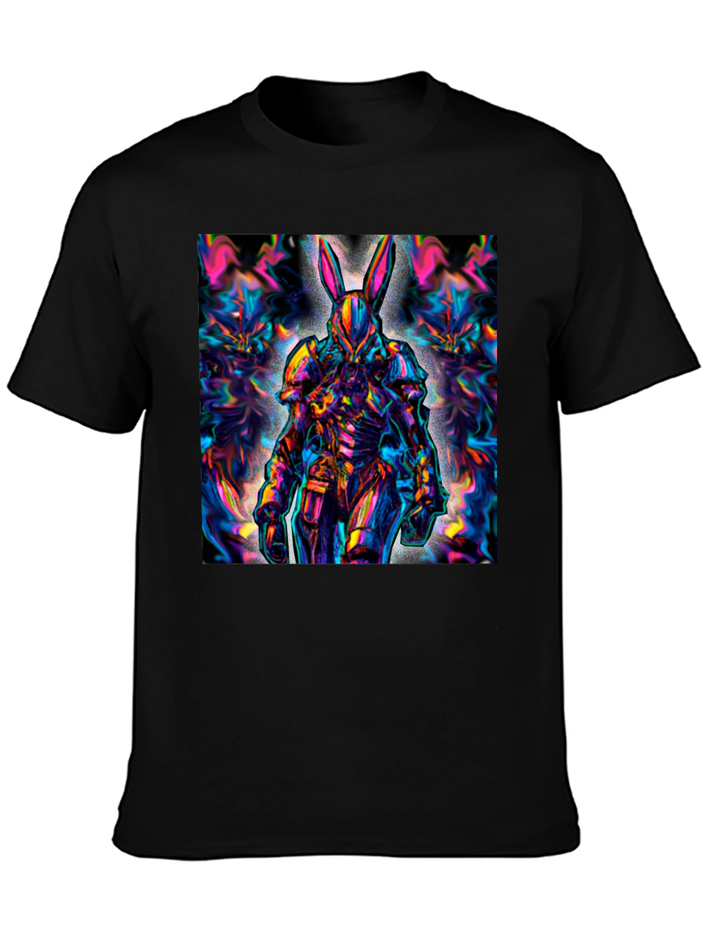 Psychedelic Rabbit Warrior Black T-Shirt