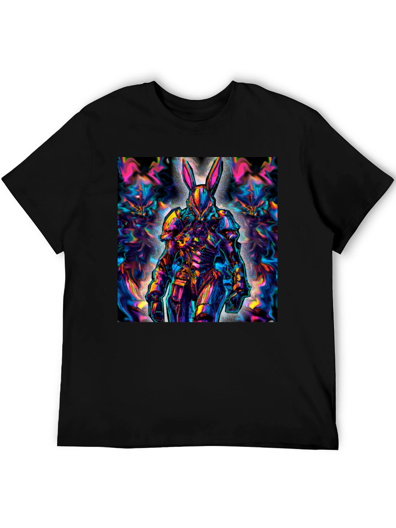 Psychedelic Rabbit Warrior Black T-Shirt