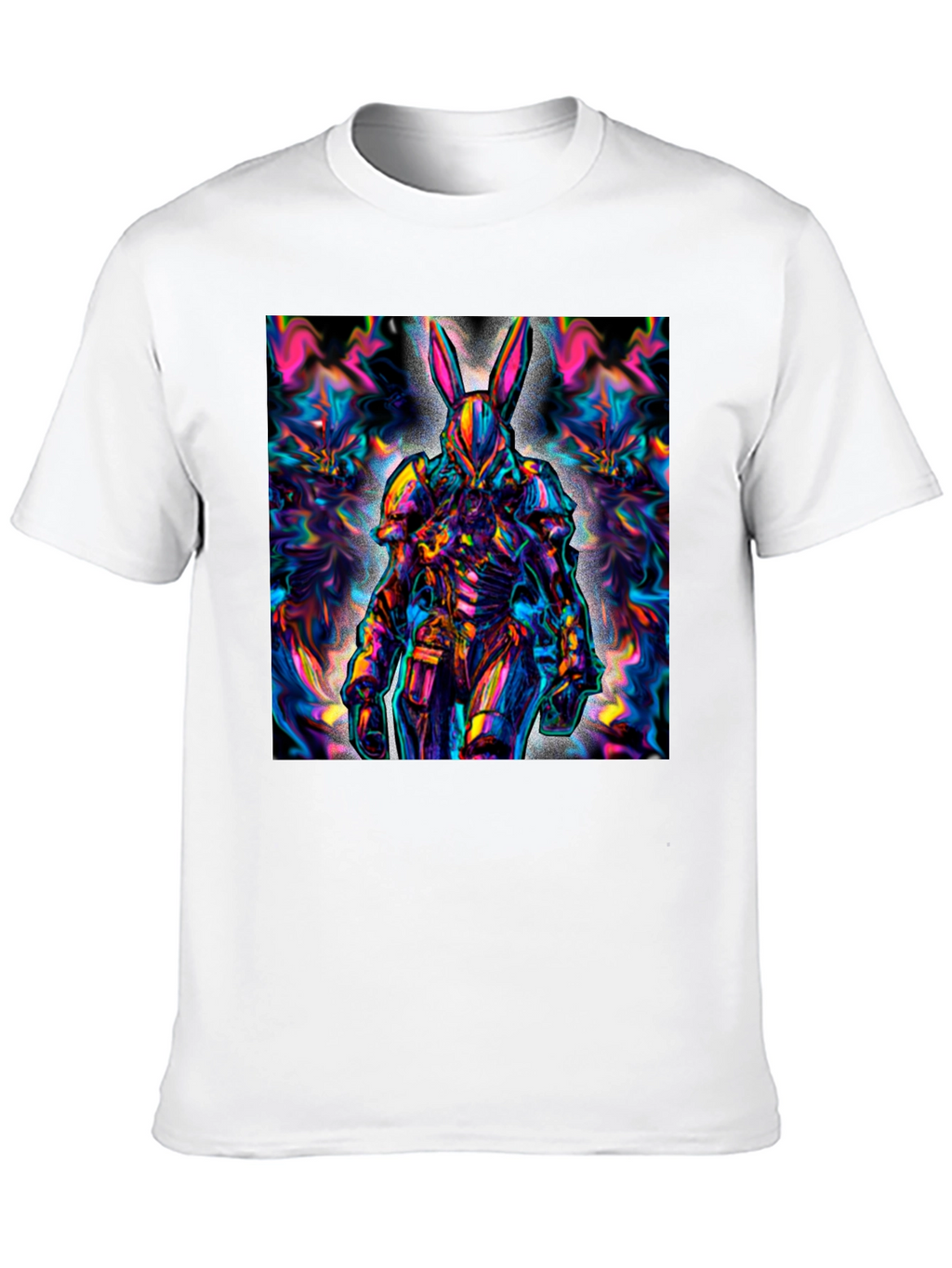 Psychedelic Rabbit Warrior Black T-Shirt