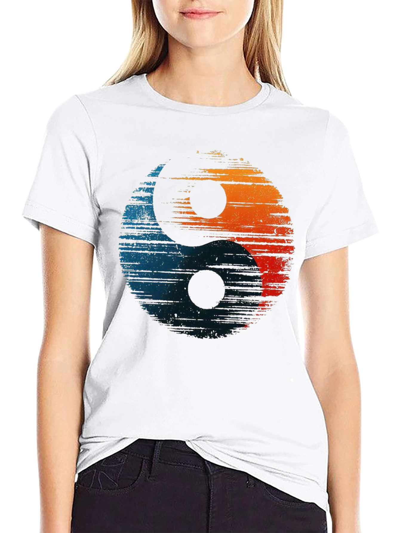 Yin Yang Graphic Tee - Distressed Design