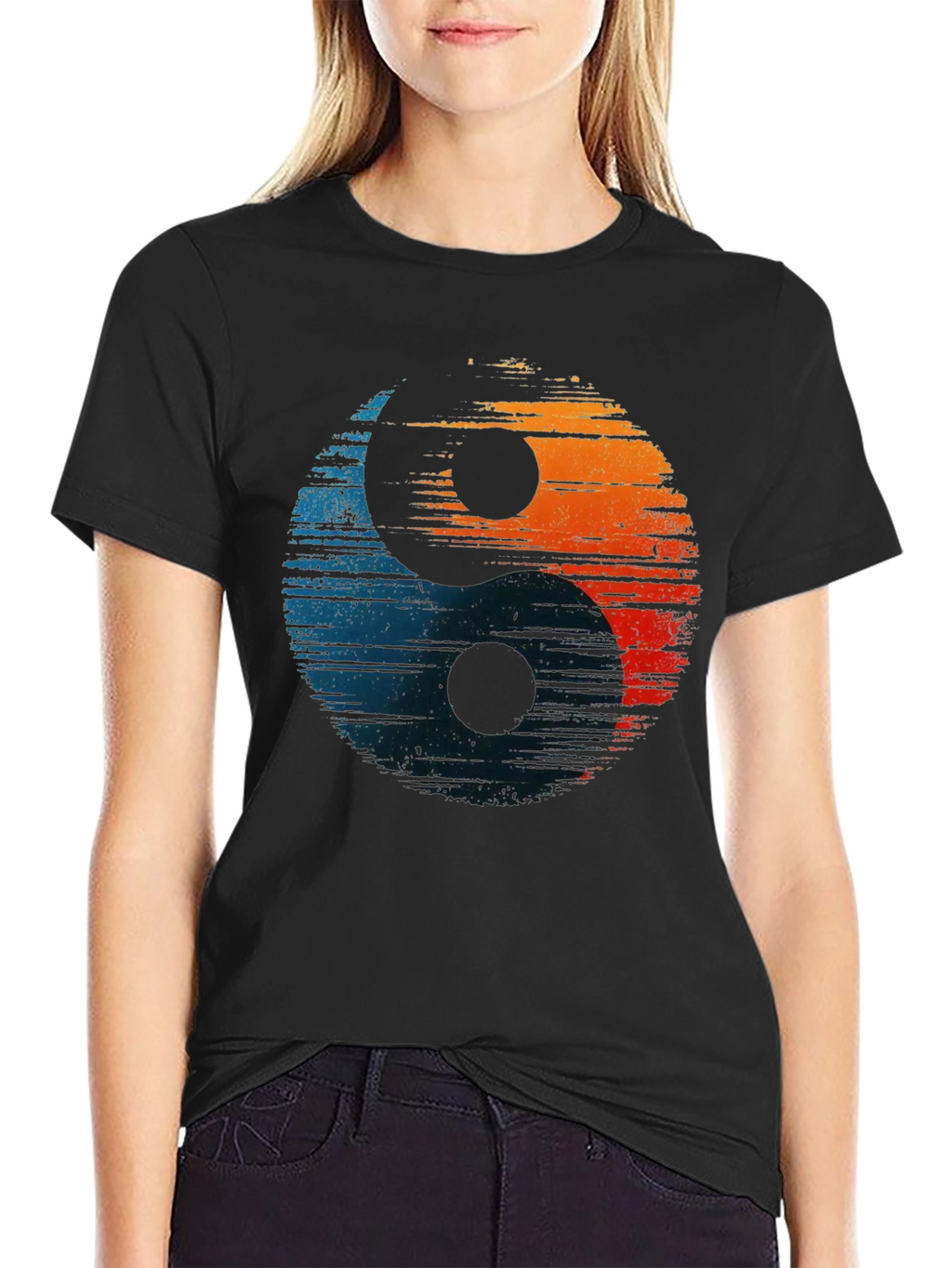 Yin Yang Graphic Tee - Distressed Design