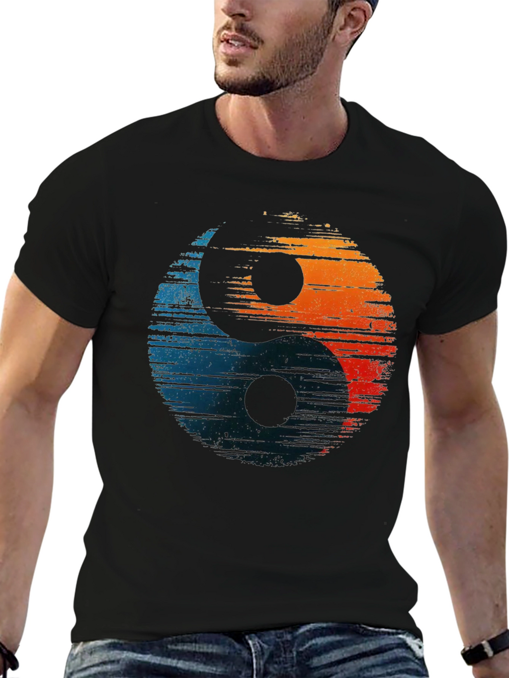 Yin Yang Graphic Tee - Distressed Design