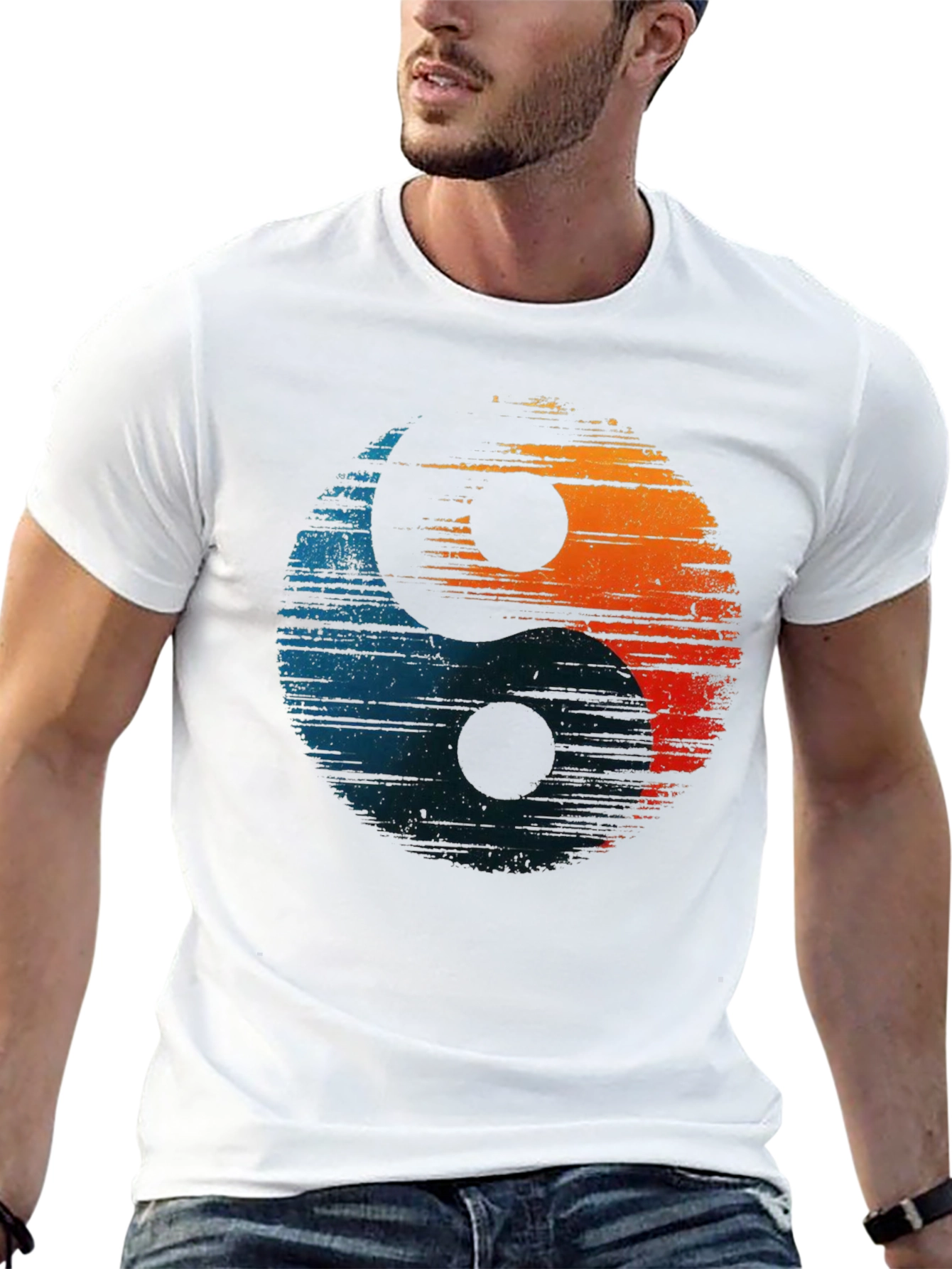 Yin Yang Graphic Tee - Distressed Design