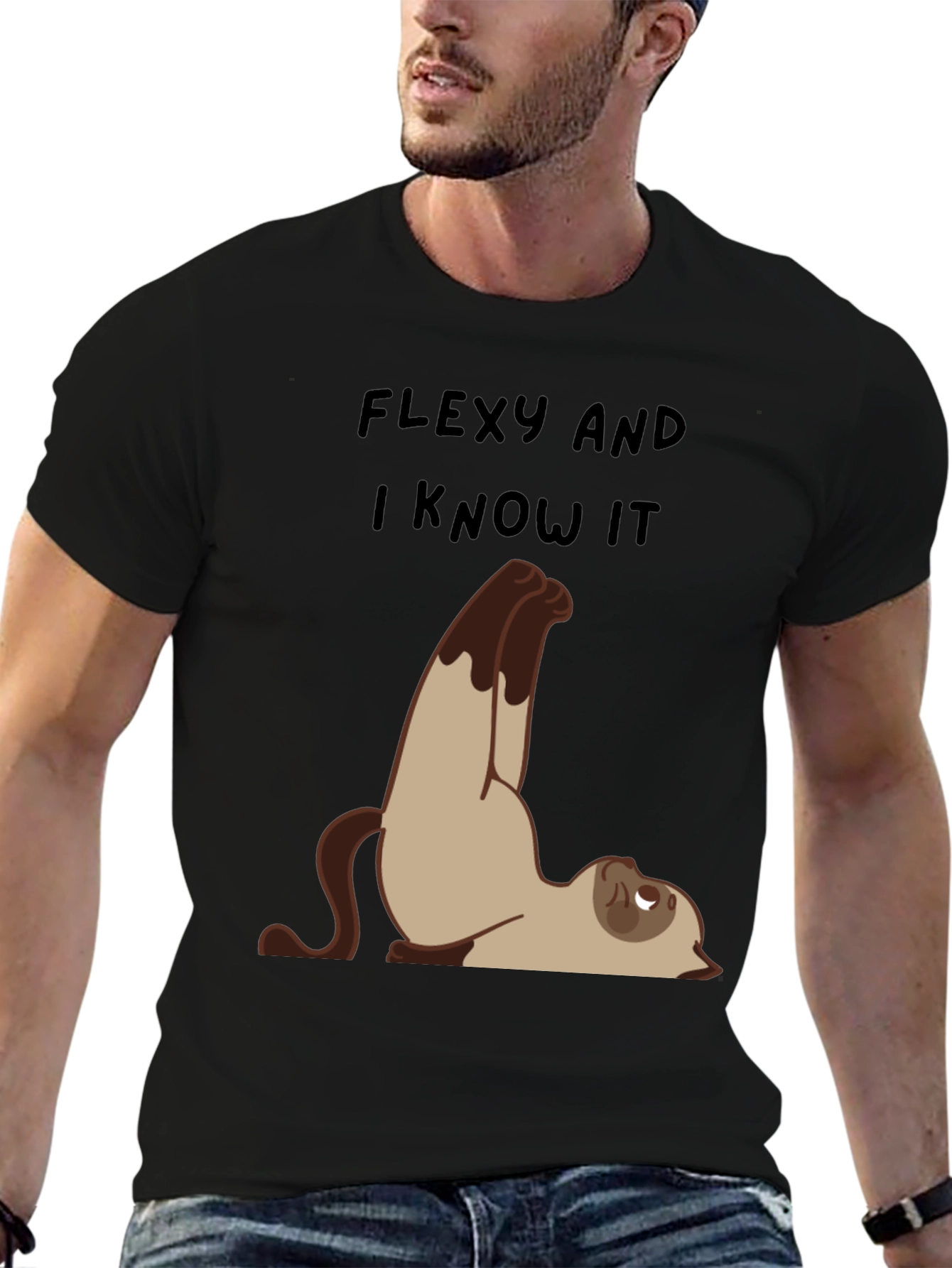 Flexy Cat Yoga T-Shirt - Funny Graphic Tee