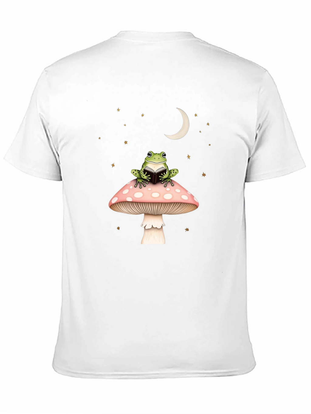 Frog Reading on Mushroom Black Tee