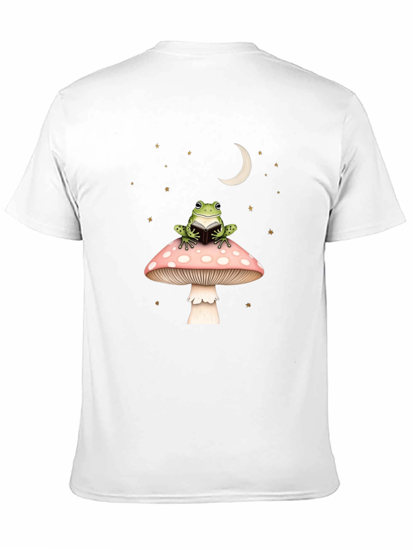 Frog Reading on Mushroom Black Tee