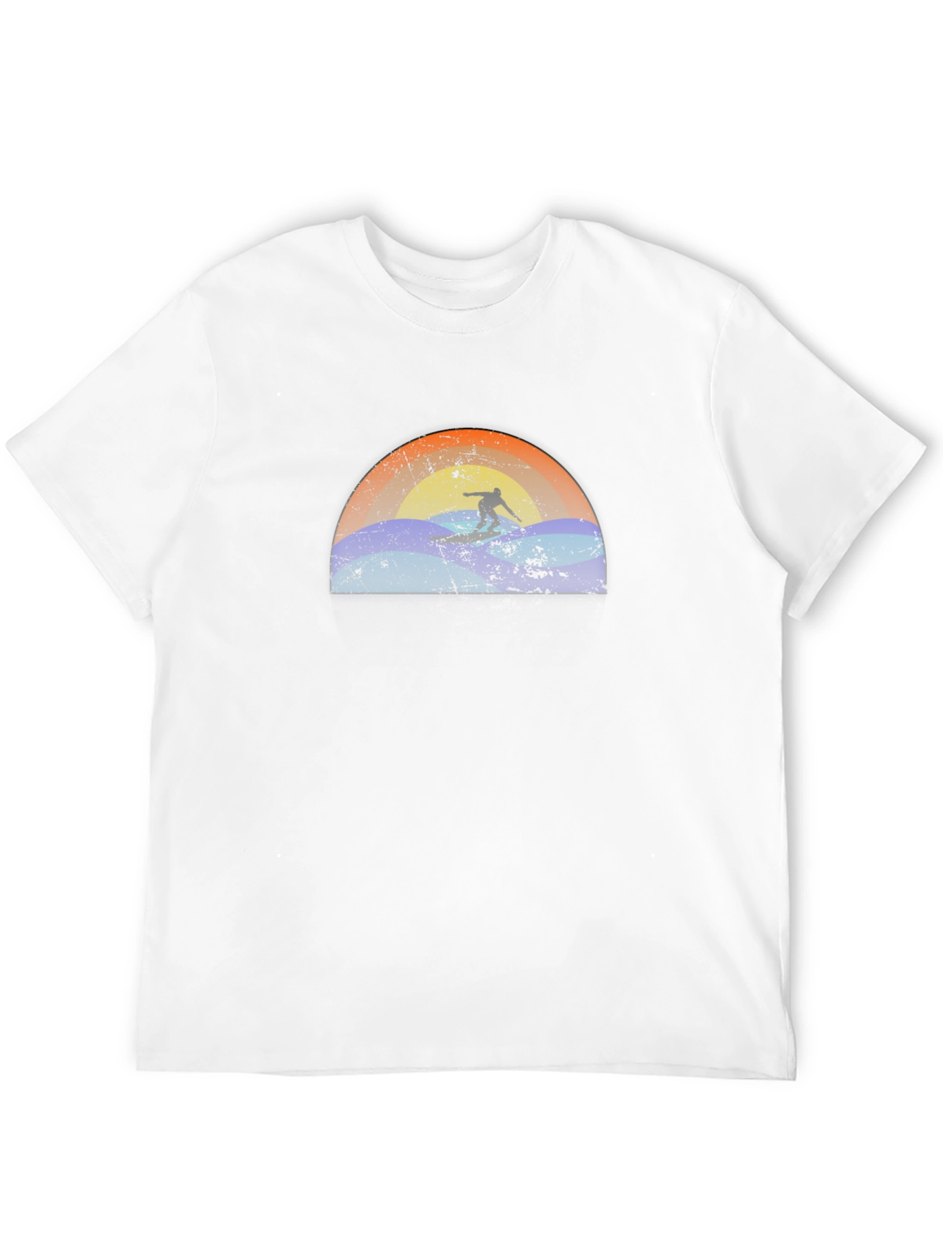 Surfing Sunset Graphic Tee - Black Cotton T-Shirt