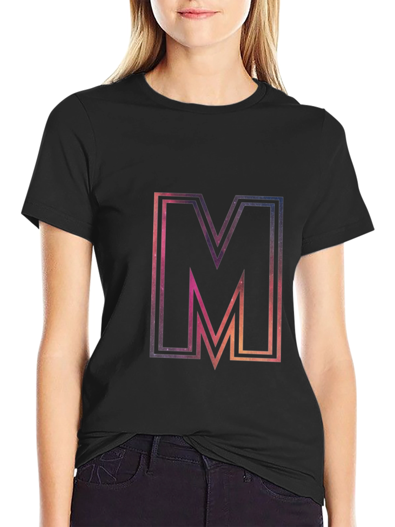 M Graphic Tee - Cosmic Letter Print