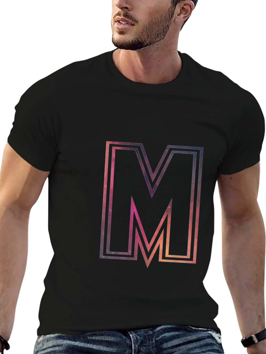 M Graphic Tee - Cosmic Letter Print
