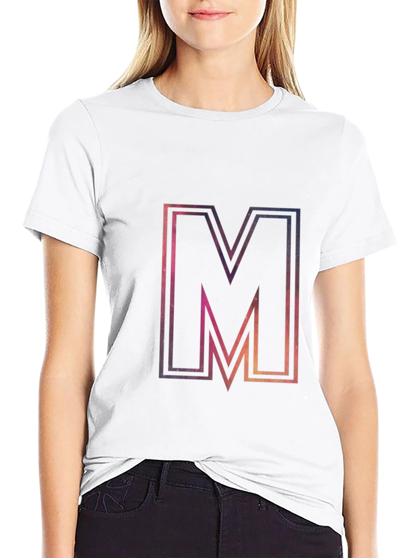 M Graphic Tee - Cosmic Letter Print