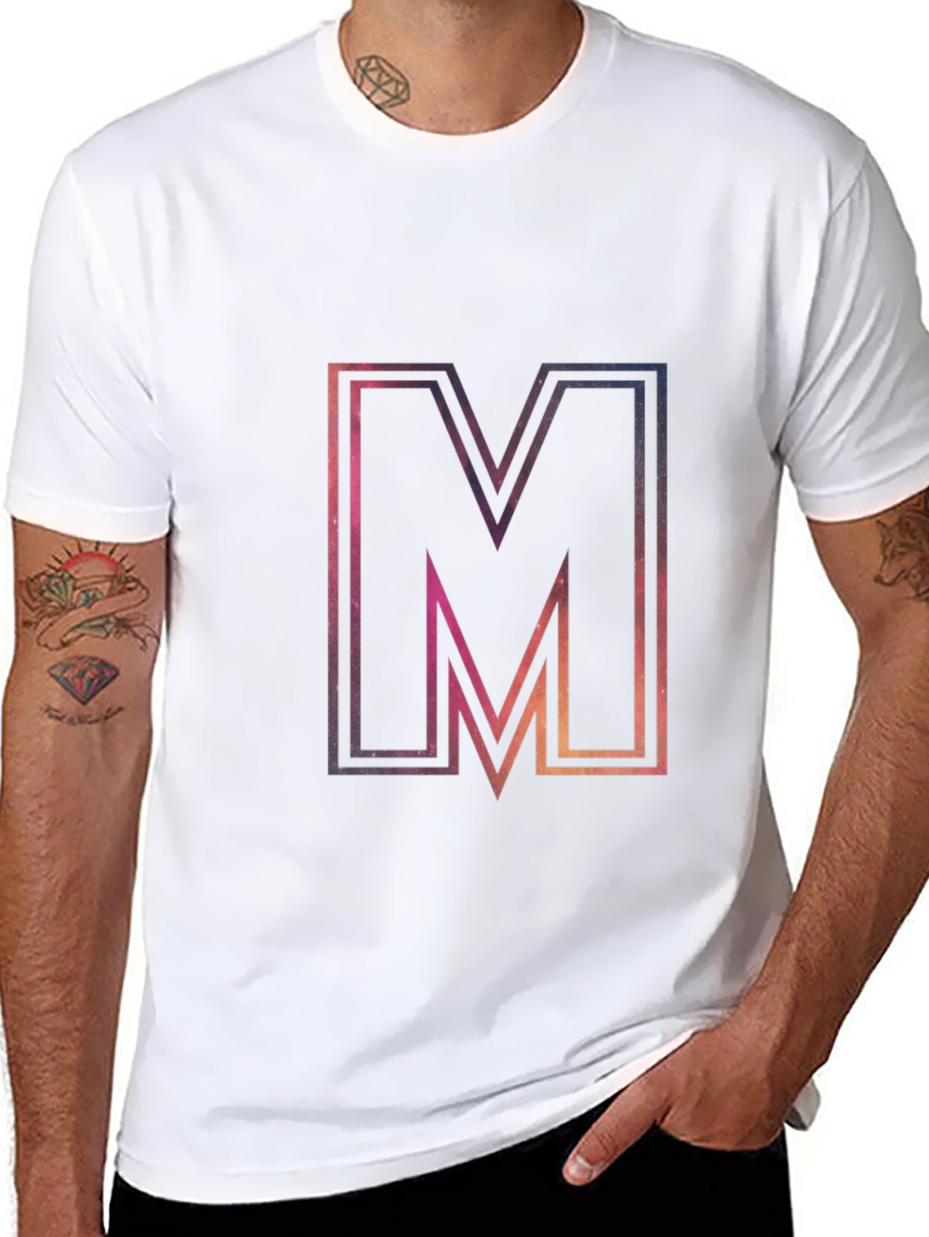 M Graphic Tee - Cosmic Letter Print
