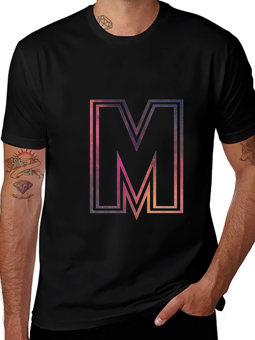 M Graphic Tee - Cosmic Letter Print