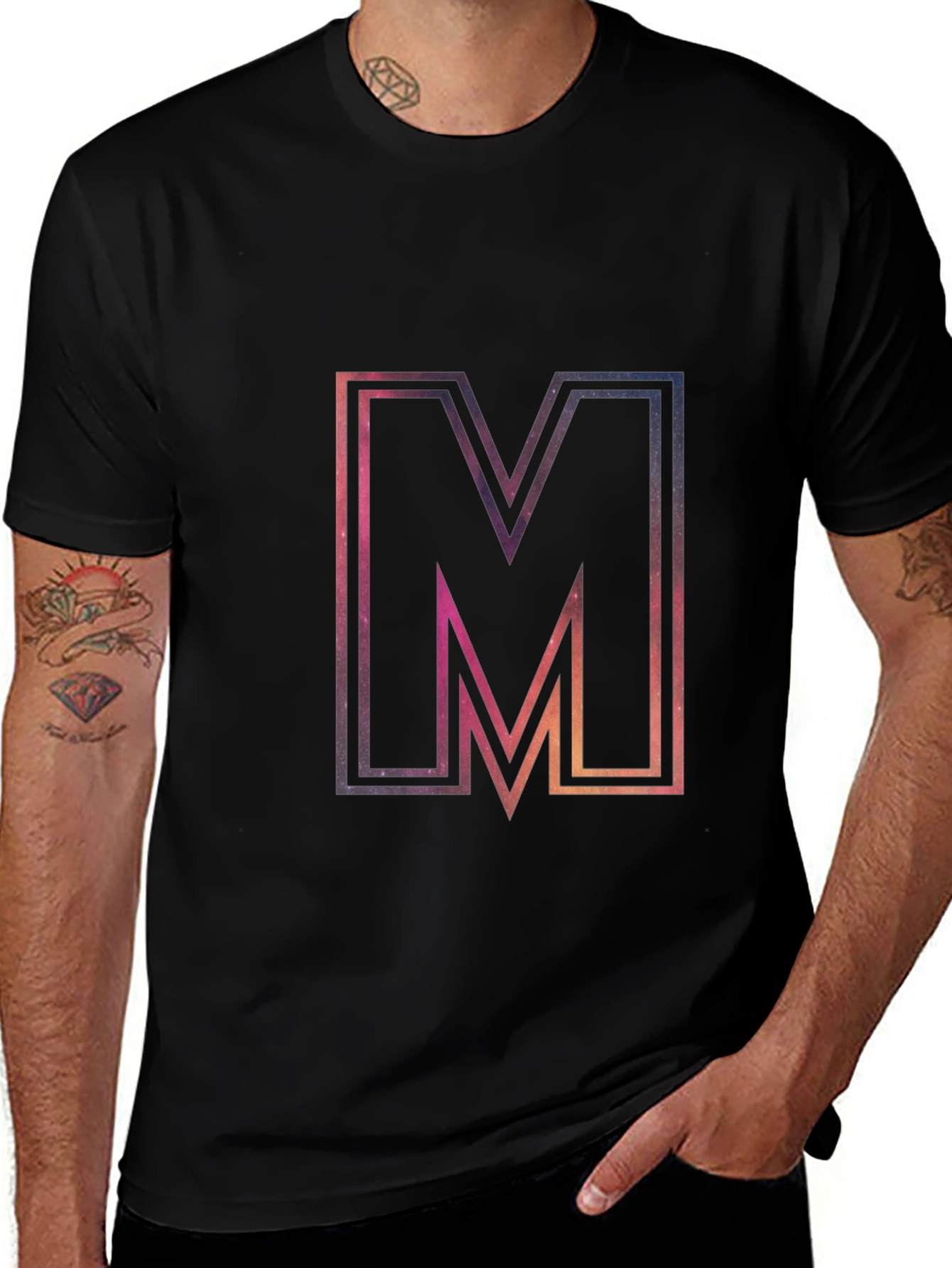 M Graphic Tee - Cosmic Letter Print