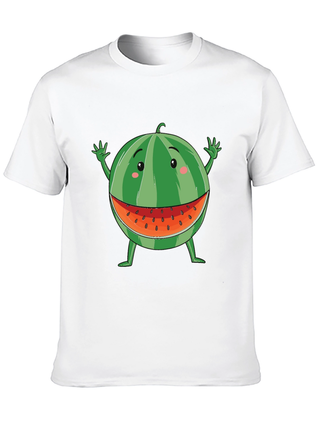 Funny Watermelon Cartoon T-Shirt - Black Cotton Tee