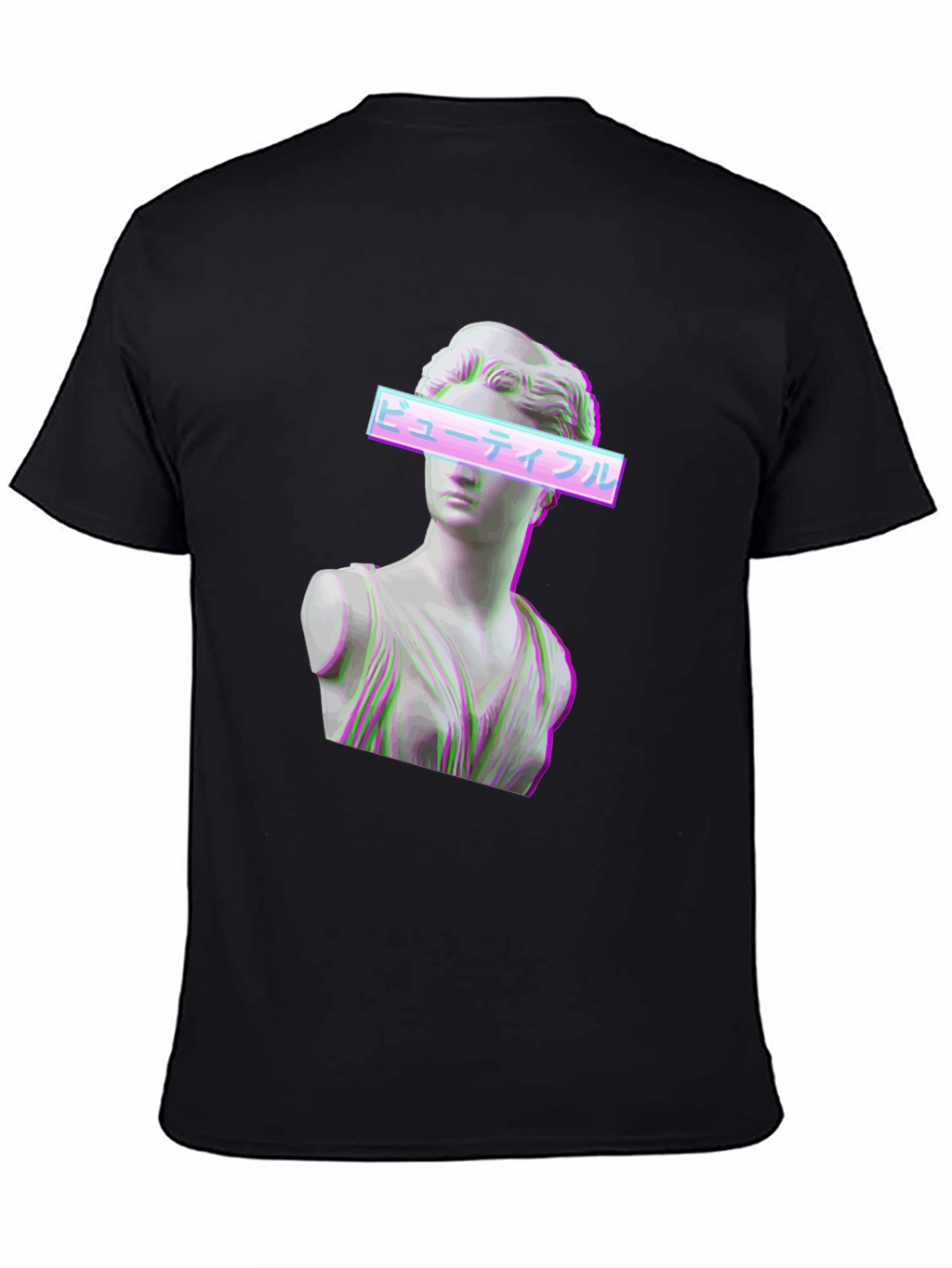 Aesthetic Vaporwave Statue Graphic T-Shirt - Black