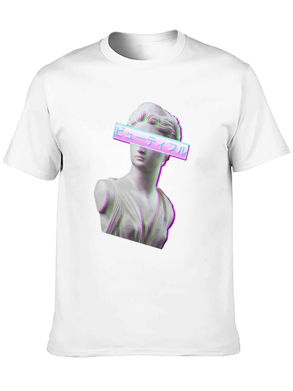 Aesthetic Vaporwave Statue Graphic T-Shirt - Black