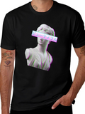 Aesthetic Vaporwave Statue Graphic T-Shirt - Black