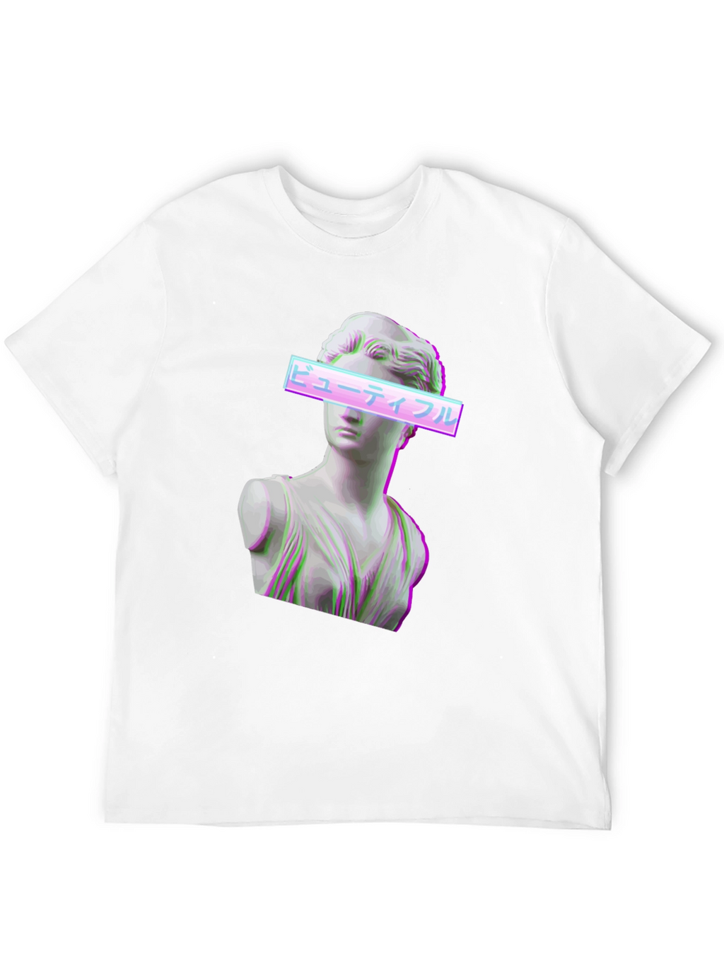 Aesthetic Vaporwave Statue Graphic T-Shirt - Black