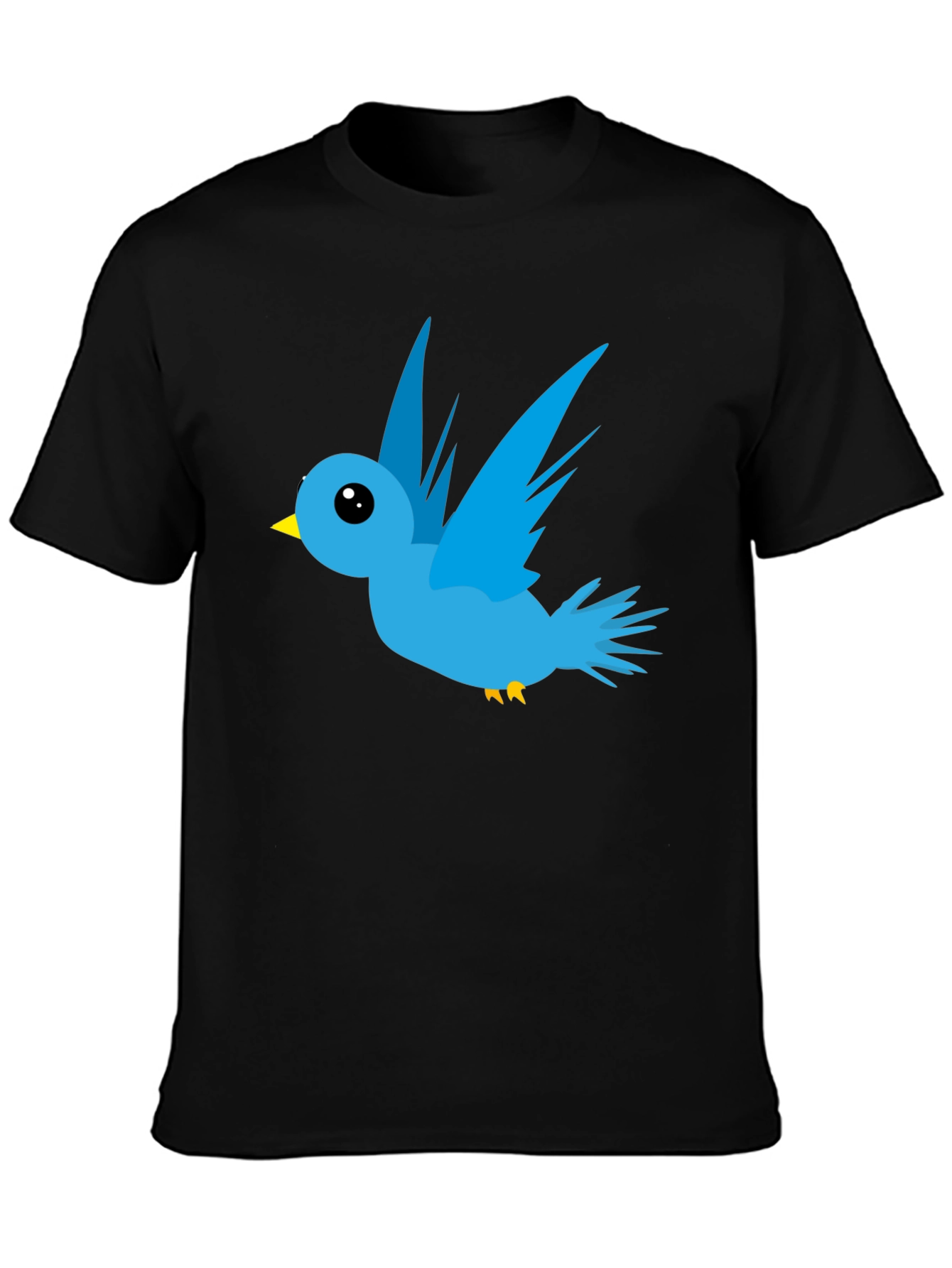 Cartoon Bird Graphic Black T-Shirt