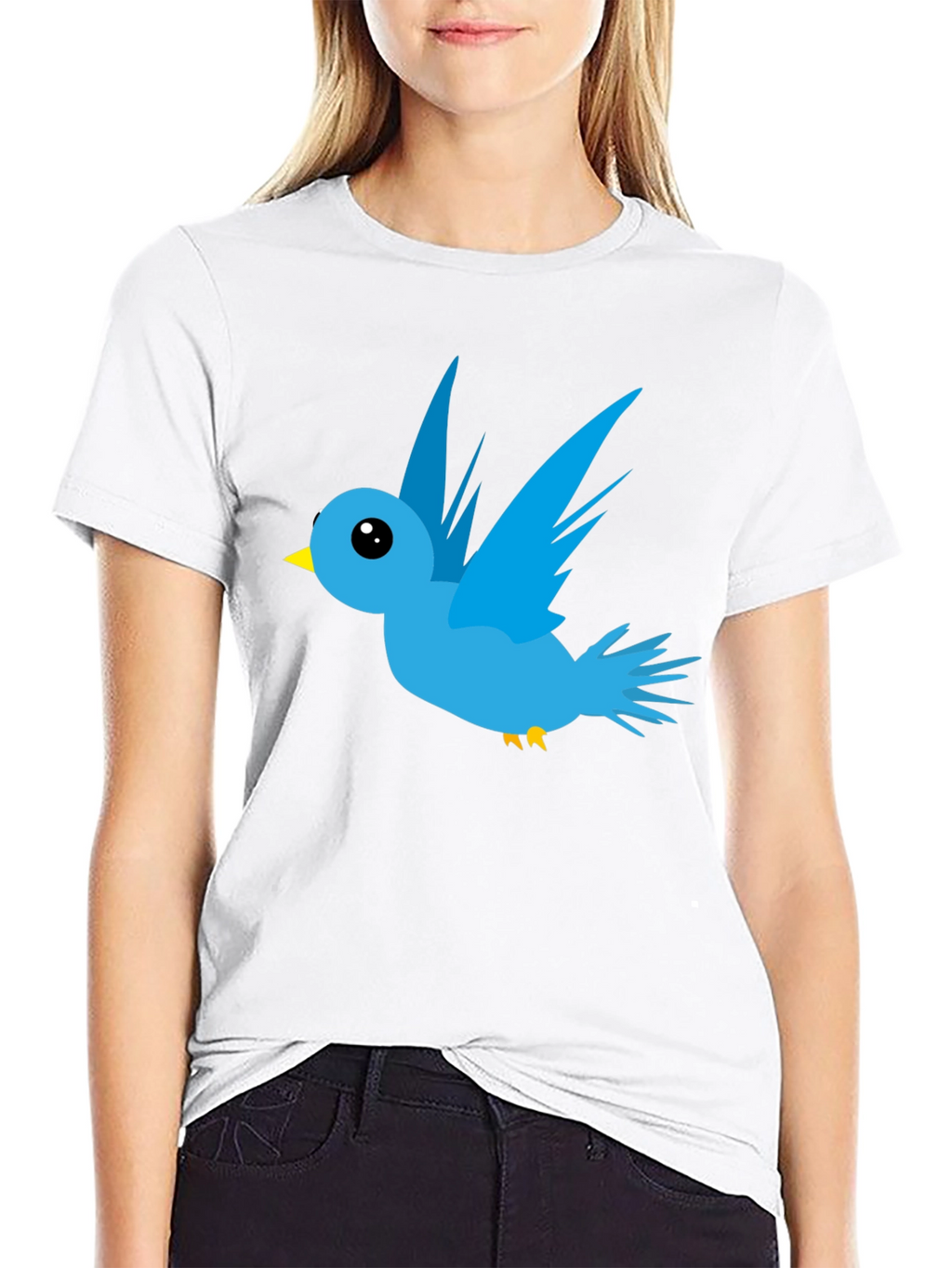 Cartoon Bird Graphic Black T-Shirt