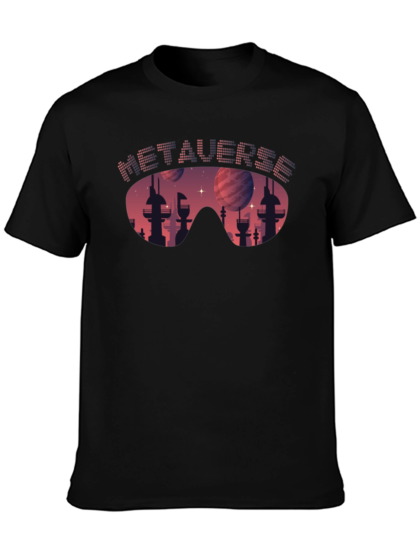 Metaverse Cityscape T-Shirt - Futuristic Design