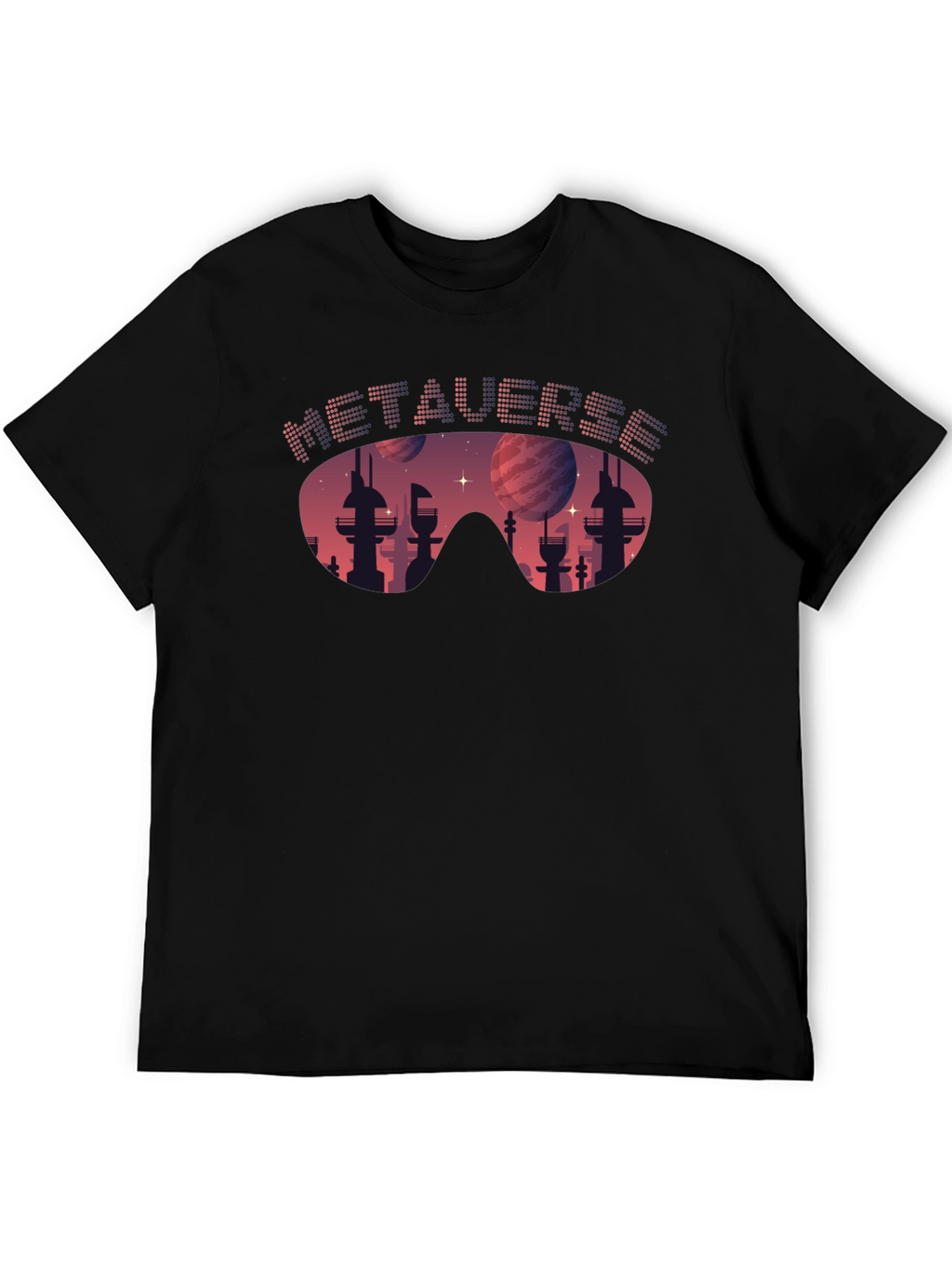 Metaverse Cityscape T-Shirt - Futuristic Design