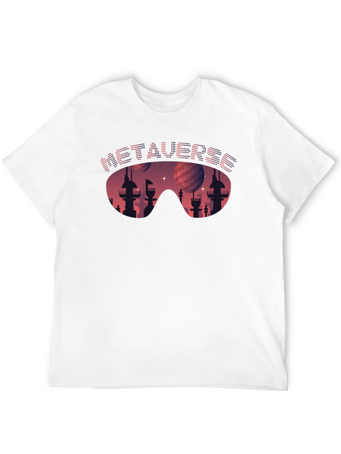 Metaverse Cityscape T-Shirt - Futuristic Design