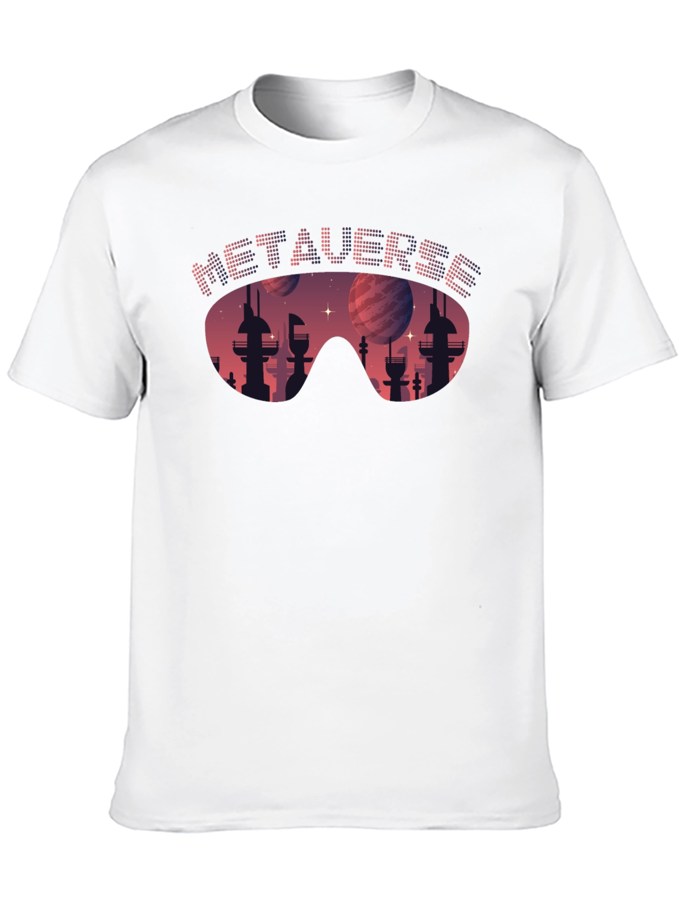 Metaverse Cityscape T-Shirt - Futuristic Design