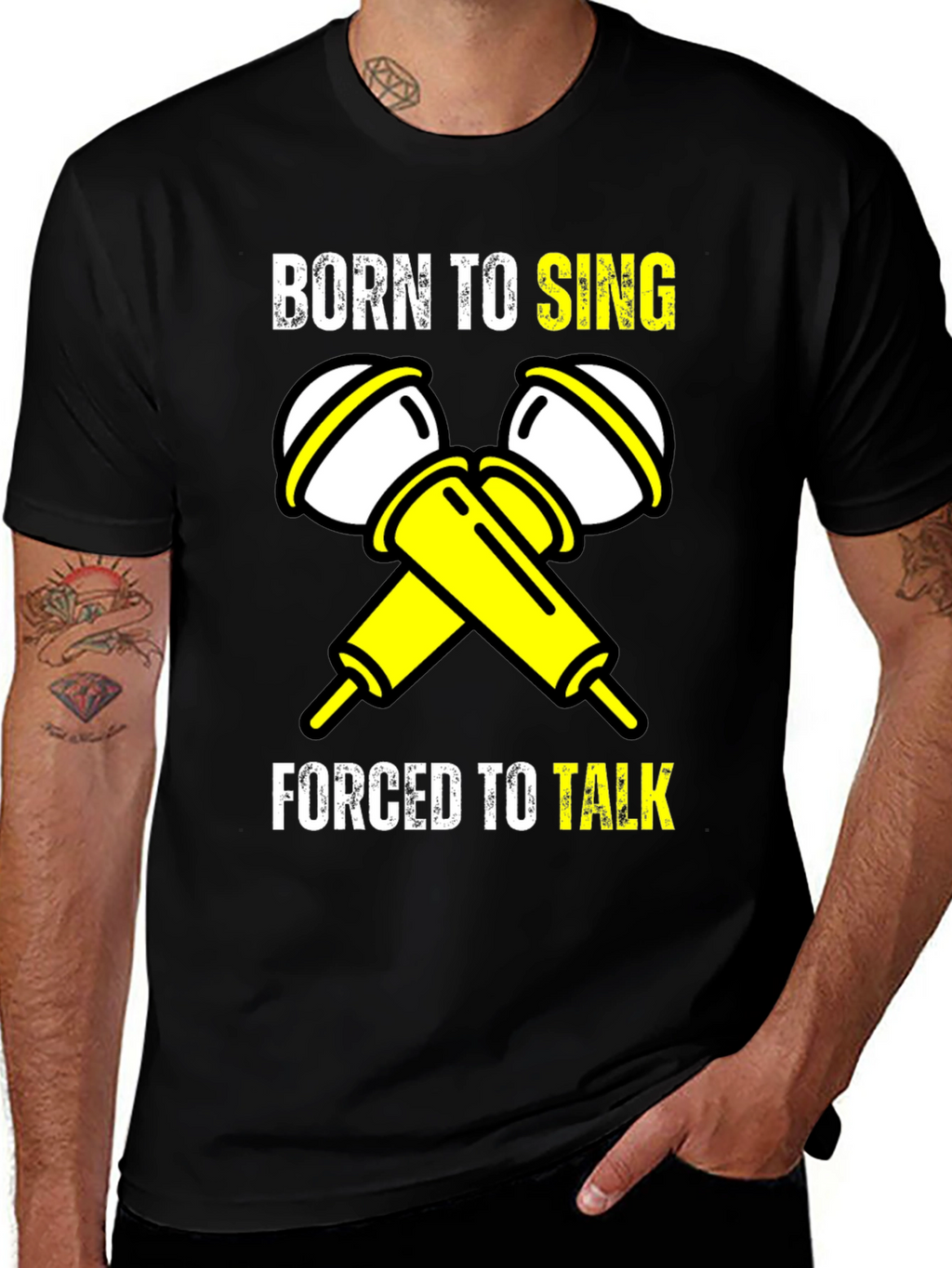 Born to Sing Black Graphic T-Shirt