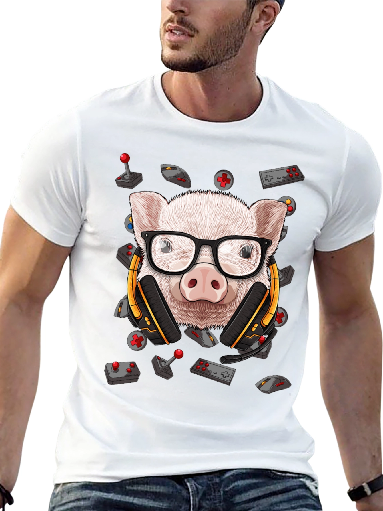 Gamer Pig T-Shirt - Funny Animal Tee
