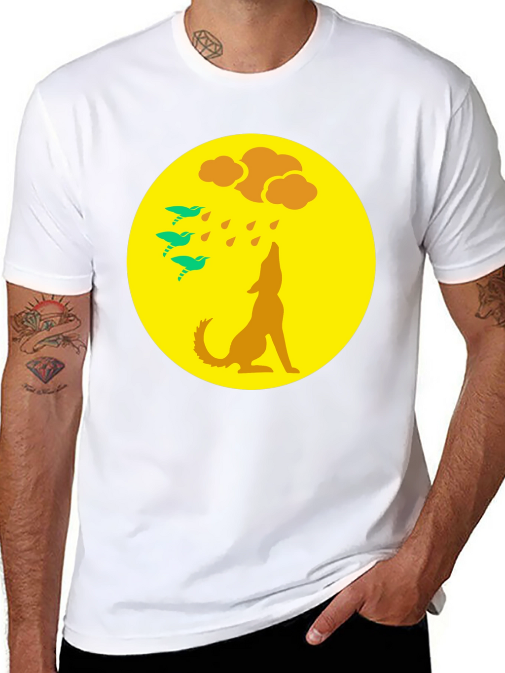 Wolf Howling at Moon Graphic Tee