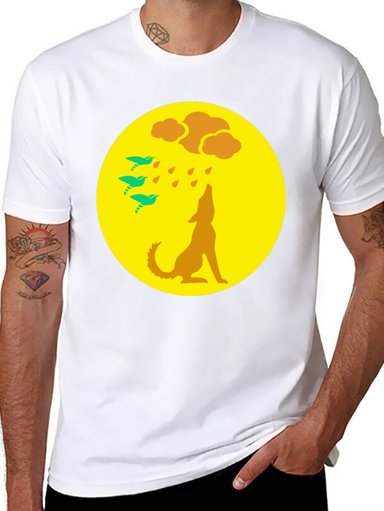 Wolf Howling at Moon Graphic Tee