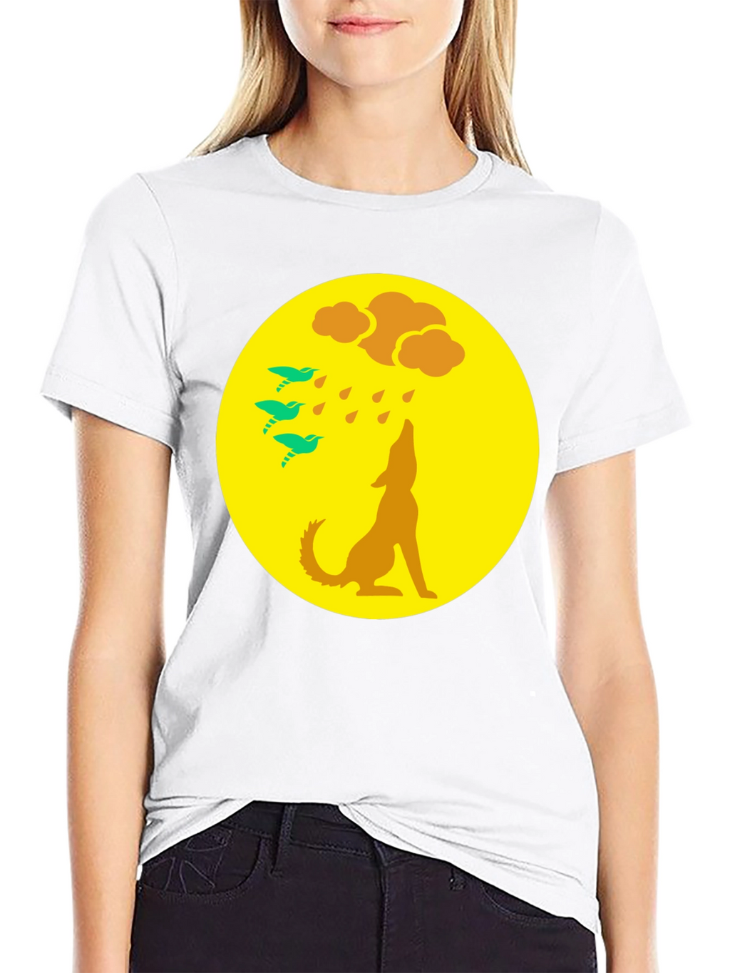 Wolf Howling at Moon Graphic Tee