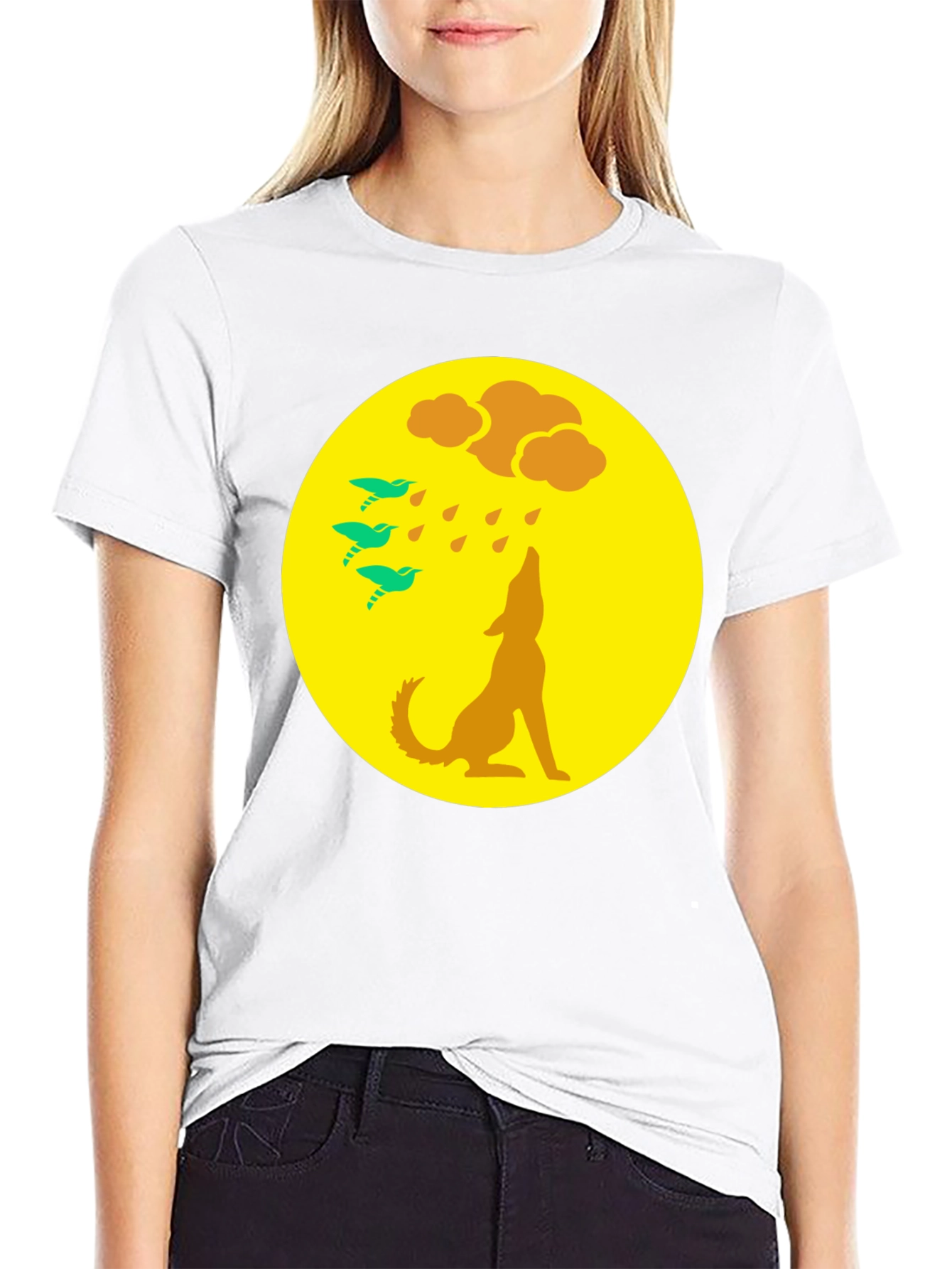 Wolf Howling at Moon Graphic Tee