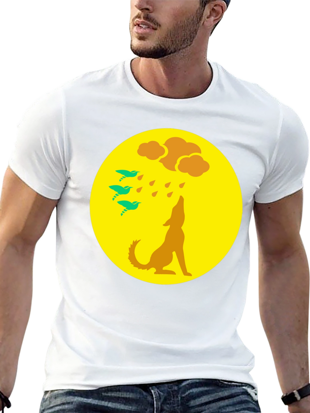 Wolf Howling at Moon Graphic Tee