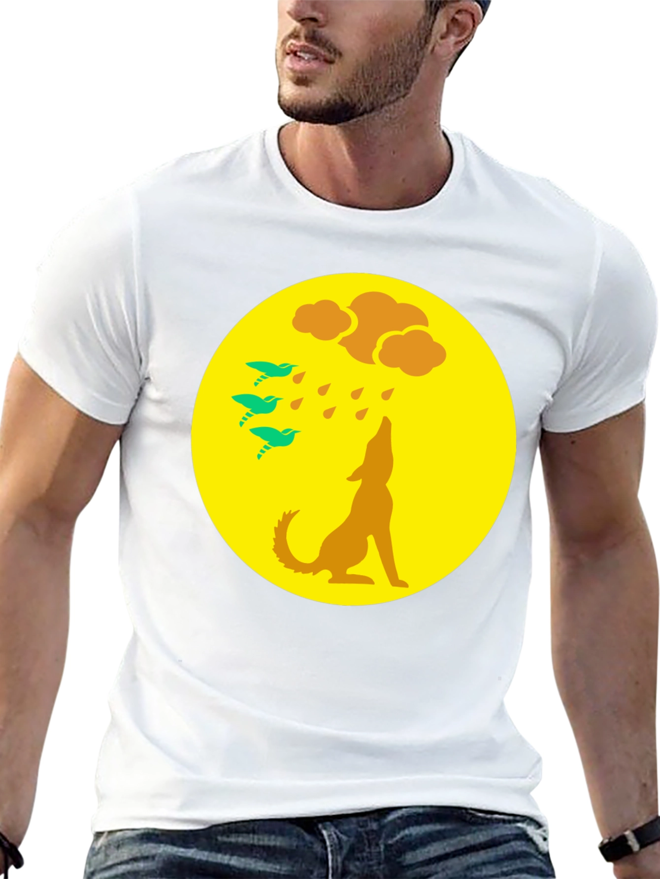 Wolf Howling at Moon Graphic Tee