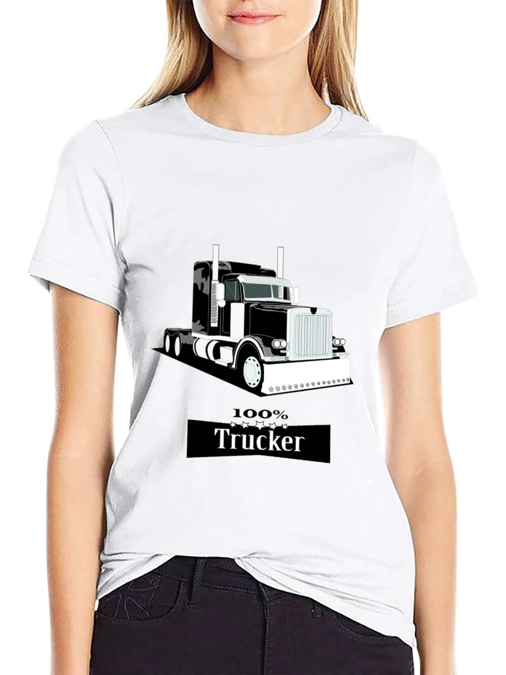 100% Trucker Graphic T-Shirt - Black