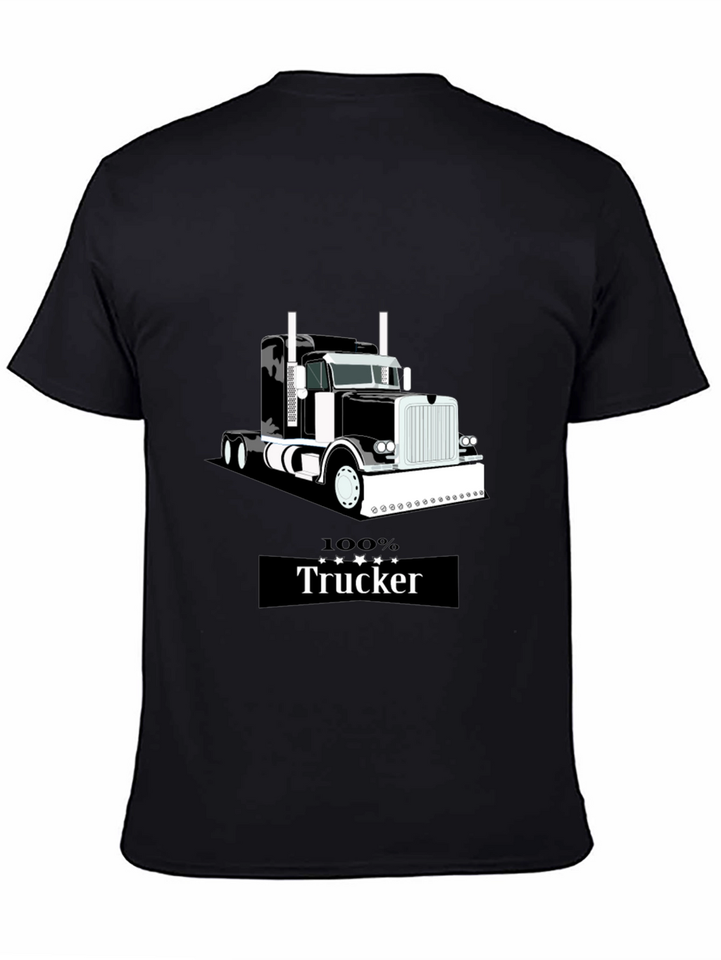 100% Trucker Graphic T-Shirt - Black