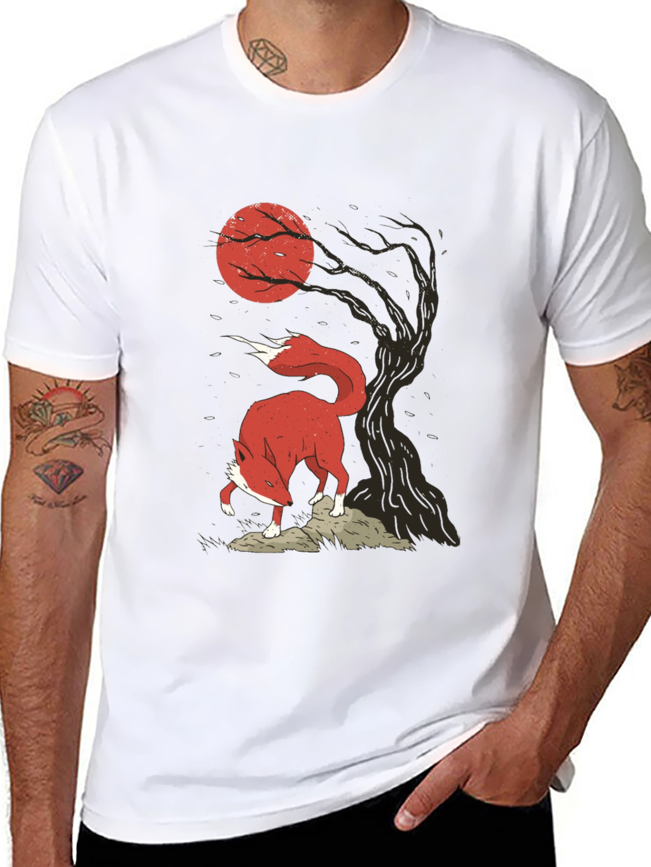 Fox & Moon Graphic Tee - Stylish Mens T-Shirt