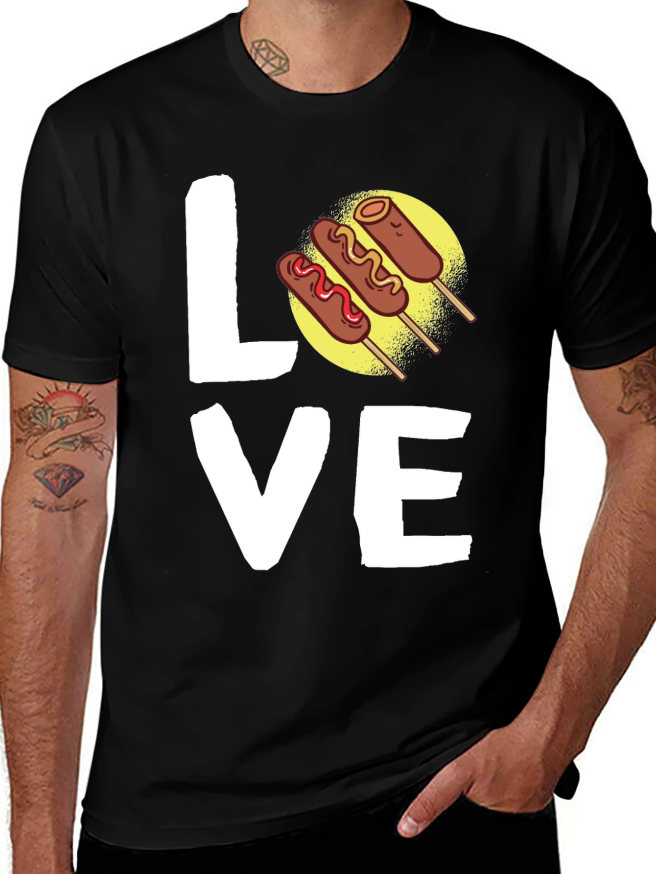 Love Corn Dog Graphic Tee - Black