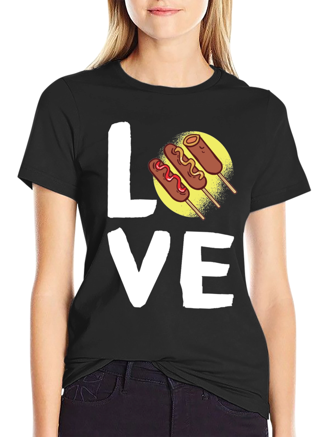 Love Corn Dog Graphic Tee - Black