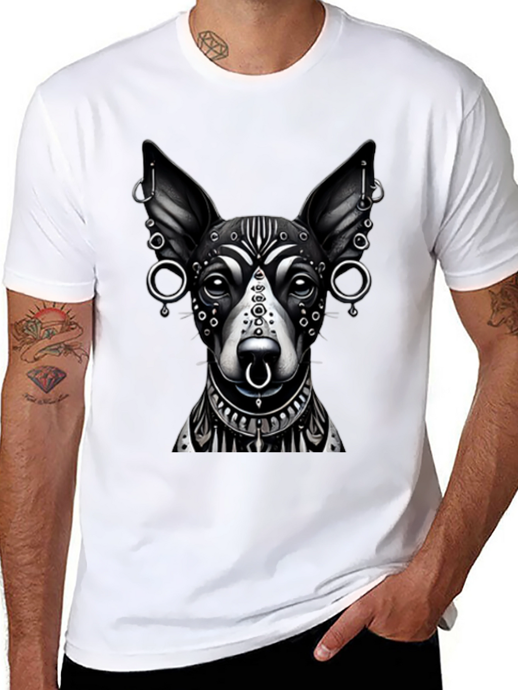 Dog Tattoo Art Black T-Shirt