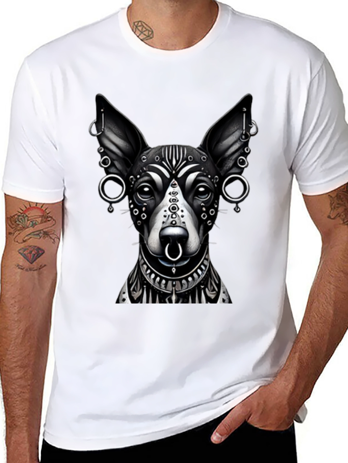 Dog Tattoo Art Black T-Shirt