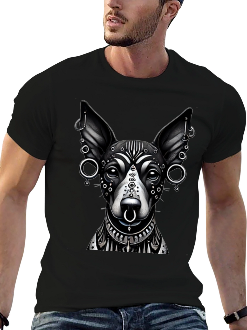 Dog Tattoo Art Black T-Shirt