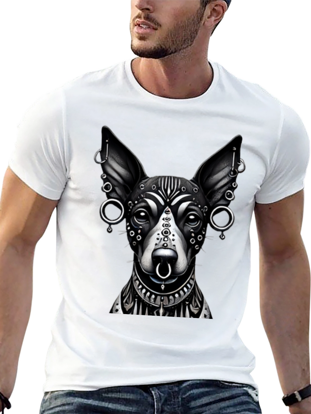 Dog Tattoo Art Black T-Shirt